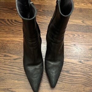 Prada Black Textured Ankle Boots - Size 38